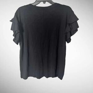 DG2 Diane Gilman Flutter Short Sleeve Black Top Size Small New with Tags